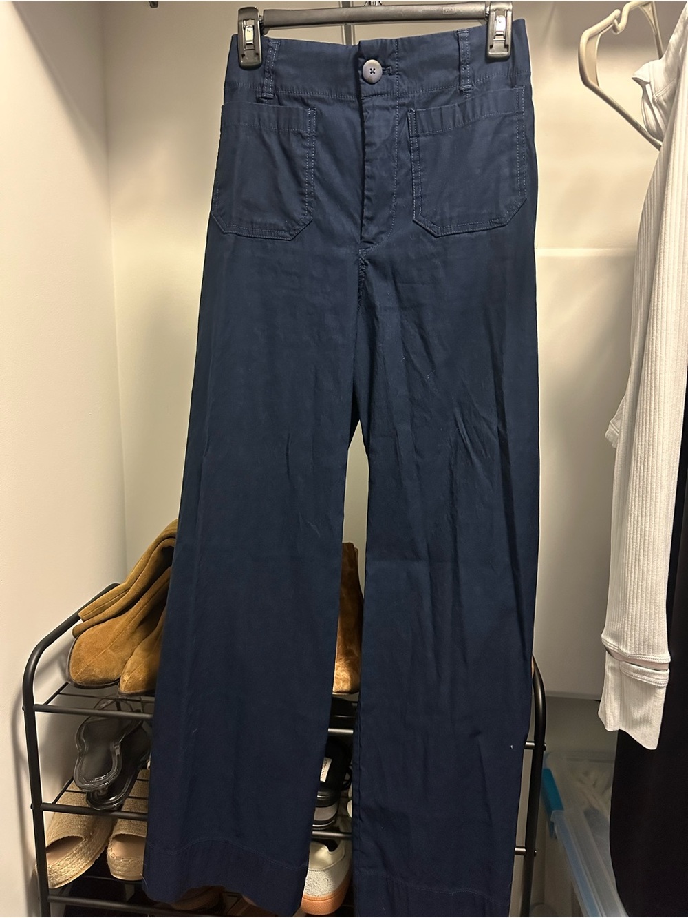 Maeve by Anthropologie Womens Navy Wide-Leg Chinos